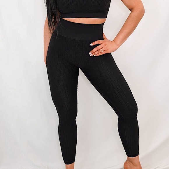 ☃️BOGO50%☃️🆕🖤MONO B: Jacquard & Ribbed Seamless High Waisted Leggings LARGE - Picture 2 of 6